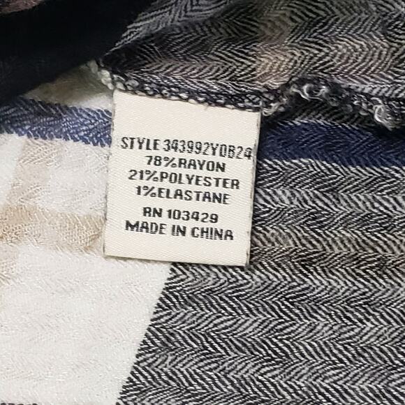 Caffe Marrakesh 3X Plaid Popover Tunic Top Crinkle Texture Pocket Stretch - Picture 6 of 11